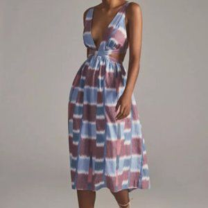 Deep-V Midi Dress tie dye